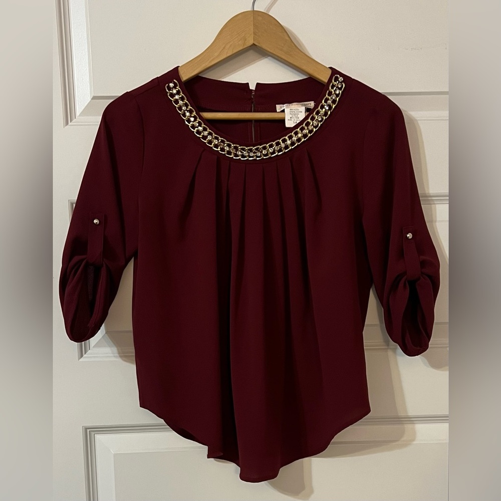 🥇 A’ GACI Gold/Diamond Chain Accent Blouse